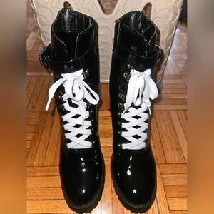 Glossy Block Heel Bootie Brand New